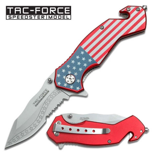 Picture of Tac-Force Assisted 3.25 IN Blade Usa Flag Aluminum Handle