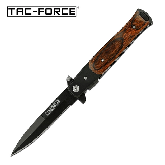 Picture of Tac-Force Assisted 3.5 IN Black Blade Dark Pakkawood Handle