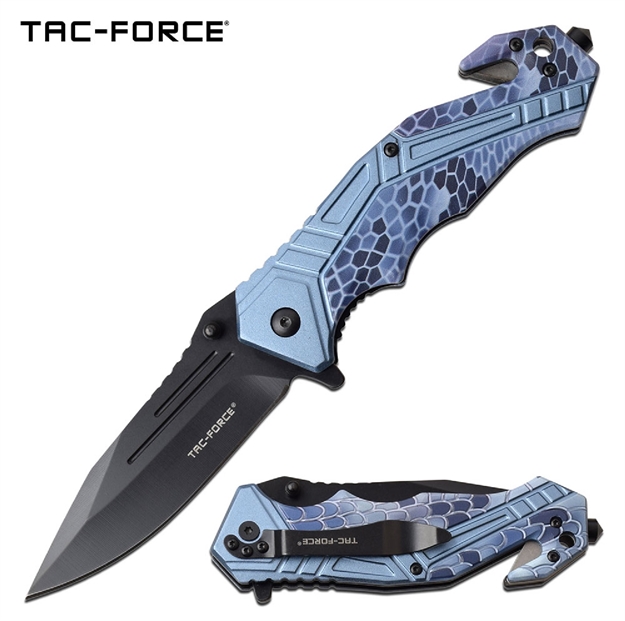 Picture of Tac-Force Assisted 3.5 IN Blade Blue Camo Aluminum Handle