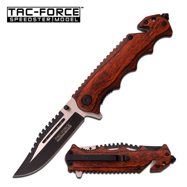 Picture of Tac-Force Assisted 3.5 IN Blade Brown Pakkawood Handle