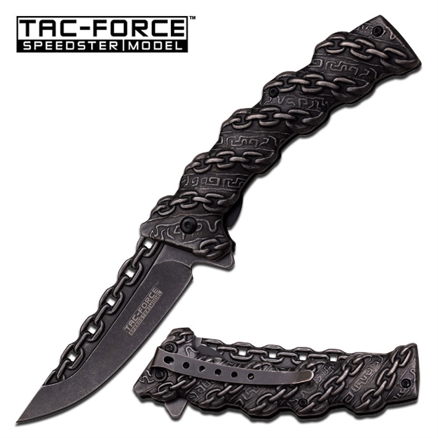 Picture of Tac-Force Assisted 3.5 IN Blade Stonewash Stainless Handle Tf-859