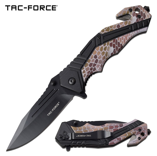 Picture of Tac-Force Assisted 3.5 IN Blade Tan Camo Aluminum Handle