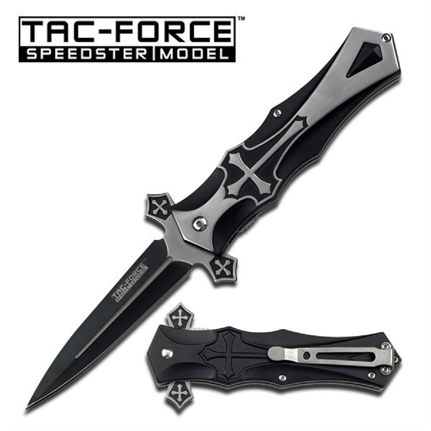 Picture of Tac-Force Assisted 4.0 IN Blade Black-Silver Aluminum Handle