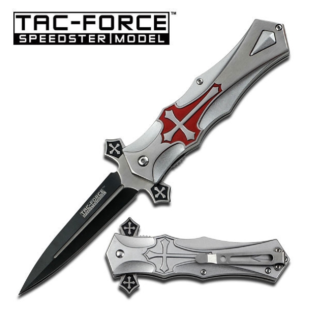 Picture of Tac-Force Assisted 4.0 IN Blade Red-Silver Aluminum Handle
