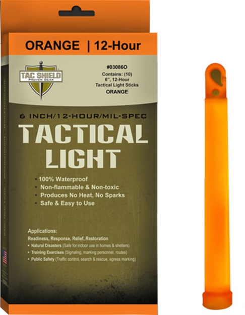 Picture of Tac Shield Shield Tactical Light Stick 12 Hour 6" Orange 10Pk 03086O 843119030854