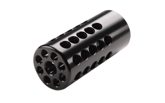 Picture of Tactical Solutions 1022Cmpblk X-Ring Compensator Black Gloss Aluminum With 1/2"-28 Tpi Threads, .920" Diameter & 360 Degree Ports For 22 LR Ruger 10/22 920CMP-02