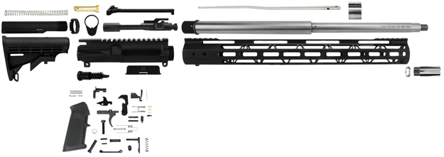 Picture of Tacfire  AR Unassembled Rifle Kit 223 Wylde 18" HB Steel/Aluminum Black/Stainless Steel