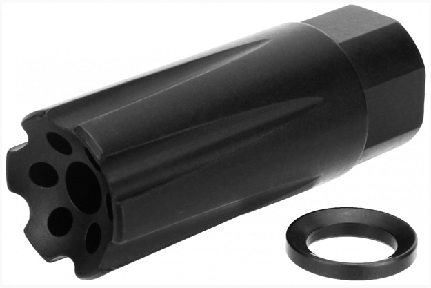 Picture of  Tacfire Mz1020 Linear Compensator Black Nitride Steel With 1/2"-28 Tpi Threads, 2.26" Oal & 0.87" Diameter For 5.56X45mm Nato Ar-15 811261028531