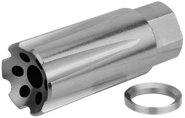 Picture of  Tacfire Mz10209mmss Linear Compensator Stainless Steel With 1/2"-36 Tpi Threads, 2.05" Oal & 0.87" Diameter For 9Mm Luger Ar-Platform