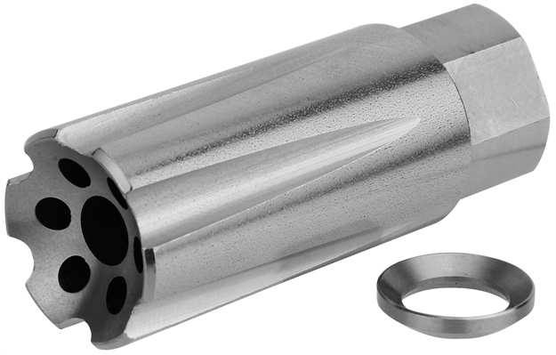 Picture of  Tacfire Mz1020ss Linear Compensator Stainless Steel With 1/2"-28 Tpi Threads, 2.05" Oal & 0.87" Diameter For 5.56X45mm Nato Ar-15 811261029262