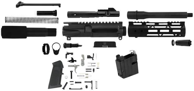 Picture of Tacfire Pk9mmlpk7a AR  9Mm Luger Pistol Build Kit With Lower Parts Kit 7.5" Black Nitride Barrel