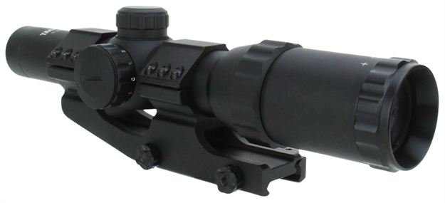 Picture of Tacfire Sct1424d Tactical  1-4X 24Mm Obj 112-25.5 FT @ 100 Yds Fov 30Mm Tube Black Matte Finish Tri-Illuminated Red/Green/Blue Dot