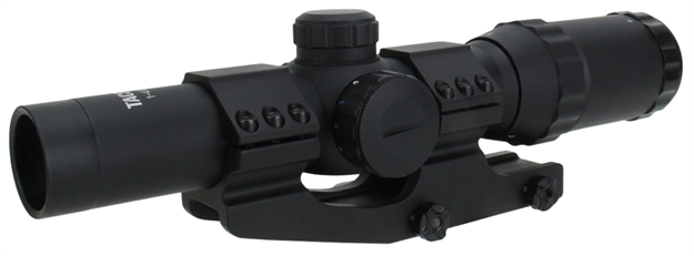 Picture of Tacfire Sct1424m Tactical Cqb 1-4X 24Mm Obj 112-25.5 FT @ 100 Yds Fov 30Mm Tube Black Matte Finish Tri-Illuminated Red/Green/Blue Mil-Dot