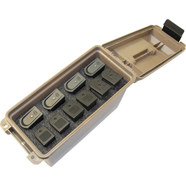 Picture of Mtm Tactical Magazine Can, Holds 10 Double Stack Handgun Mags, 5" X 11.3" X 7.2"H, Dark Earth TMCHG