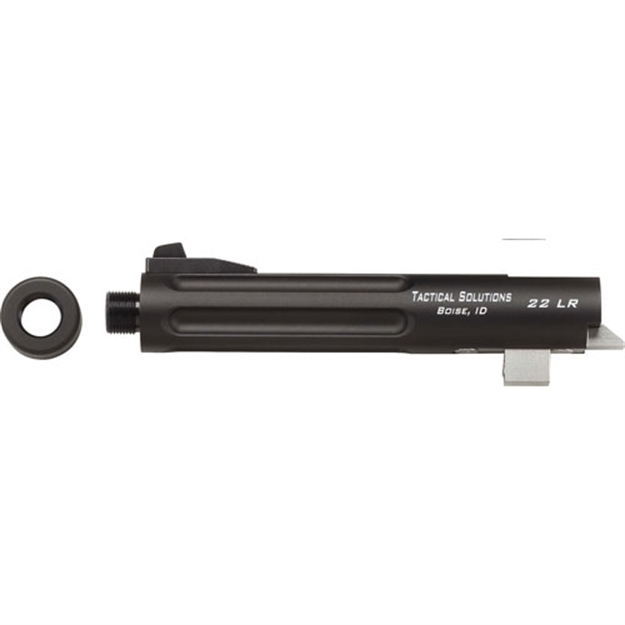 Picture of Tactical Solutions Tl55tembrf Trail-Lite Barrel 22 LR 5.50" Black Matte Finish 6061-T6 Aluminum Material With Fluting, Threading & Fiber Optic Front Sight For Browning Buck Mark TL5.5TERF-02 879971000155