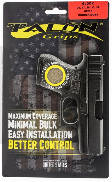 Picture of Talon 105M Glock 26/27/28/33/39 Gen 3 Rubber Adhesive Grip Textured Moss