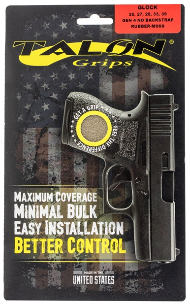 Picture of Talon 116M Glock 26/27/28/33/39 Gen 4 Rubber Adhesive Grip Textured Moss