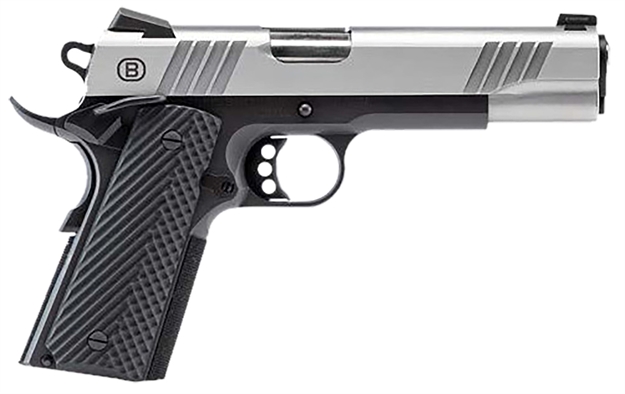 Picture of  Bersa B19117050sbbk B1911  Full Size Frame 45 Acp 8+1 5" Stainless Steel Barrel, Stainless Serrated Steel Slide, Black Stainless Steel Frame W/Beavertail, Black VZ Grip, Ambidextrous