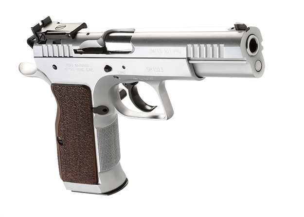 Picture of  Tanfoglio Ifg Tf-Limpro-38 Defiant Limited Pro 38 Super Caliber With 4.80" Barrel, 17+1 Capacity, Overall Hard Chrome Finish Steel, Beavertail Frame, Serrated Slide & Brown Polymer Grip 8051770130123