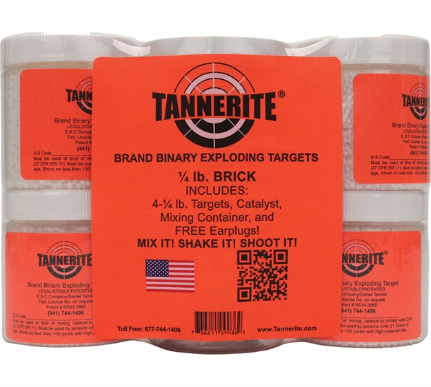 Picture of Tannerite 14Br 1/4 Pound Target  Impact Enhancement Explosion White Vapor For Rifle 0.25 LB Includes Catalyst/Mixing Container 4 Targets 1/4 BR