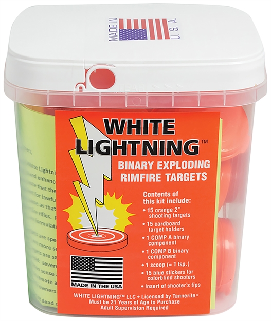 Picture of  Tannerite Wlk White Lightning  Impact Enhancement Explosion White Vapor Rimfire Rifles Firearm Includes Catalyst/Cardboard Target Holders/Hi-Viz Target Dots 90 Targets 736211090669