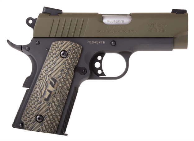 Picture of Taurus 1191101Omgvz 1911 Officer 45 Acp 3.50" 6+1 Black Green Cerekote Black Polymer Grip
