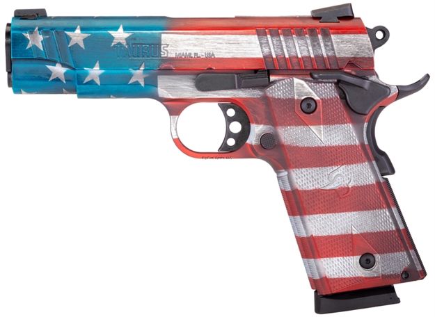 Picture of Taurus 1911 Commander Semi Auto Pistol, 45 Acp, 4.25" Bbl, 1-8Rd, US Flag Cerakote