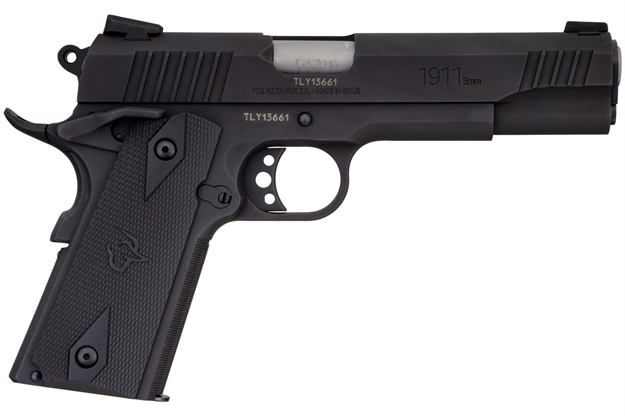 Picture of  Taurus 11911019Mm 1911  9Mm Luger 9+1 5" Barrel, Matte Black Finish Beavertail Frame, Serrated Matte Black Steel Slide & Checkered Polymer Grip Includes Magazine