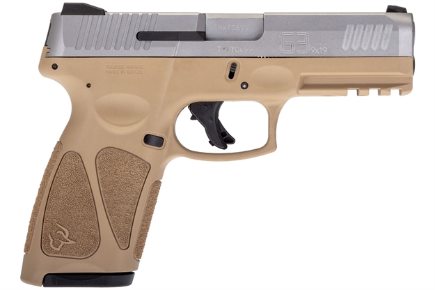 Picture of Taurus 1G3949t G3  9Mm Luger 4" 15+1 17+1 Tan Stainless Steel Slide Black Polymer Grip