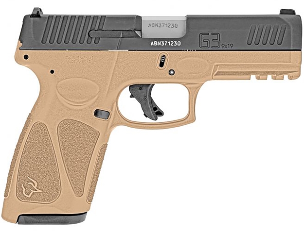 Picture of Taurus 1G3b941t G3  9Mm Luger 15+1 OR 17+1 4" Matte Stainless Steel Barrel, Tan Polymer Frame With Picatinny Acc. Rail, Tenifer Matte Black Steel Slide, Re-Strike Capability, Manual Safety 1-G3B941T 725327625773
