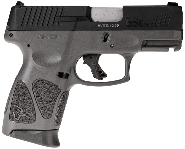 Picture of Taurus 1G3c931g G3c  Compact Frame 9Mm Luger 12+1 3.26" Matte Stainless Steel Barrel, Matte Black Tenifer Serrated Steel Slide, Gray Polymer Frame W/Picatinny Rail, Gray Polymer Grip, Right Hand 1-G3C931G 725327619284