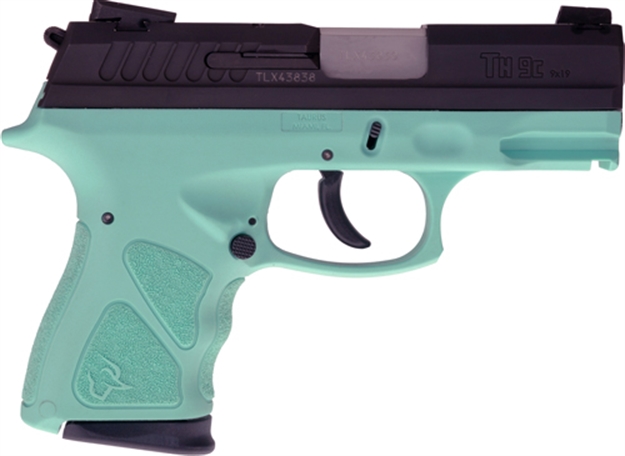 Picture of Taurus 1Th9c031c Th9 Compact 9Mm Luger Single/Double 3.54" 13+1 & 17+1 Polymer Grip Cyan Polymer Frame Matte Black Steel Slide