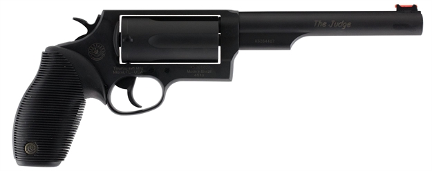 Picture of Taurus 2441061Mag Judge Magnum Compact Frame 45 Colt (Lc)/410 Mag 5Rd 6.50" Matte Black Oxide Steel Barrel, Cylinder & Frame, Black Finger Groove Grip, Exposed Hammer 2-441061MAG 725327611189
