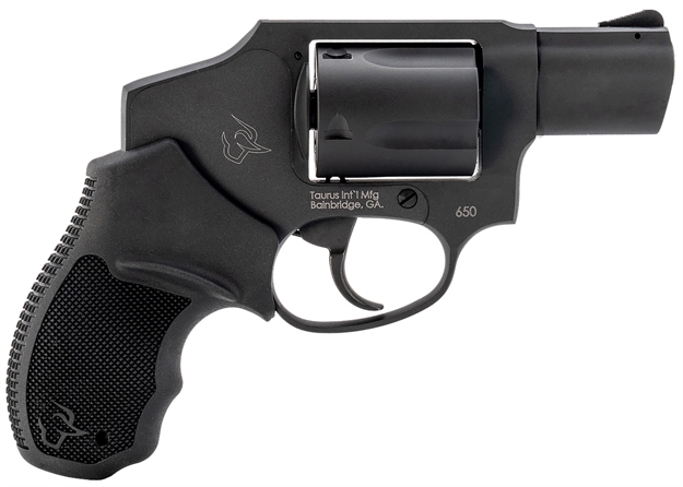 Picture of  Taurus 2-650121 650  Small 357 Mag/38 Special +P 5 Shot 2" Matte Black Alloy Steel Barrel, Cylinder & Frame, Black Rubber Grip, Transfer Bar Safety, Concealed Hammer