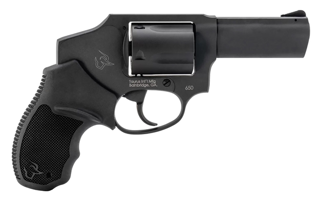Picture of  Taurus 2-650131 650  Small 357 Mag/38 Special +P 5 Shot 3" Matte Black Alloy Steel Barrel, Cylinder & Frame, Black Rubber Grip, Transfer Bar Safety, Concealed Hammer