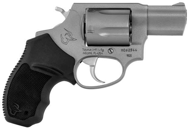 Picture of  Taurus 2-905029 905  Small 9Mm Luger 5 Shot 2" Matte Stainless Steel Barrel, Cylinder & Frame, Black Finger Grooved Rubber Grip, Transfer Bar Safety, Exposed Hammer
