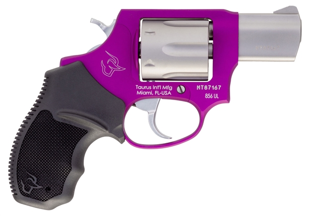 Picture of Taurus 2856029Ulc18 856 Ultra-Lite 38 Spl + P 6 Round 2" Stainless Steel Cylinder Violet Frame Black Rubber Grip
