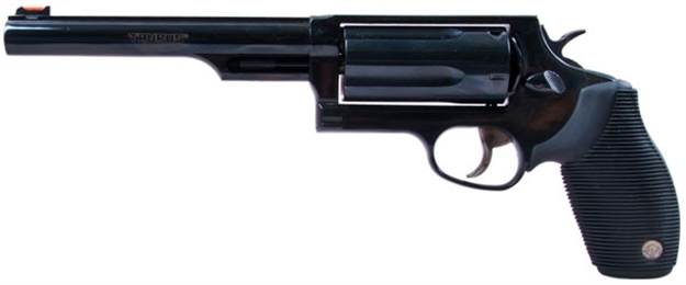 Picture of Taurus 2441061Mag Judge Magnum Compact Frame 45 Colt (Lc)/410 Mag 5Rd 6.50" Matte Black Oxide Steel Barrel, Cylinder & Frame, Black Finger Groove Grip, Exposed Hammer 2-441061MAG 725327611189