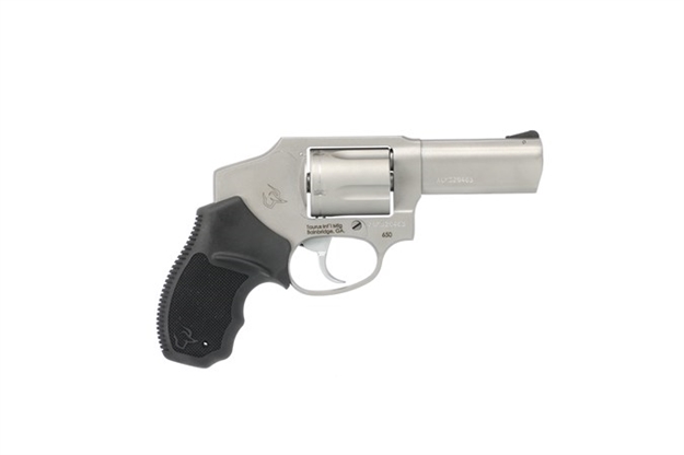 Picture of  Taurus 2-650139 650  Small 357 Mag 38/Special +P 5 Shot 3"  Stainless Steel Barrel, Cylinder & Frame, Black Rubber Grip, Transfer Bar Safety, Concealed Hammer