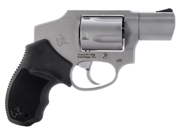 Picture of  Taurus 2-650129 650  Small 357 Mag 38/Special +P 5 Shot 2"  Stainless Steel Barrel, Cylinder & Frame, Black Rubber Grip, Transfer Bar Safety, Concealed Hammer 725327942993