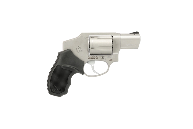 Picture of  Taurus 2-650129 650  Small 357 Mag 38/Special +P 5 Shot 2"  Stainless Steel Barrel, Cylinder & Frame, Black Rubber Grip, Transfer Bar Safety, Concealed Hammer