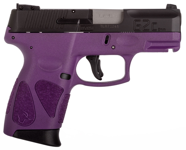Picture of Taurus 1G2c93112dp G2c  Compact Frame 9Mm Luger 12+1 3.26" Matte Stainless Steel Barrel, Matte Black Serrated Alloy Steel Slide, Dark Purple Polymer Frame W/Picatinny Rail & Polymer Grip, Right Hand 1-G2C931-12DP 725327617402