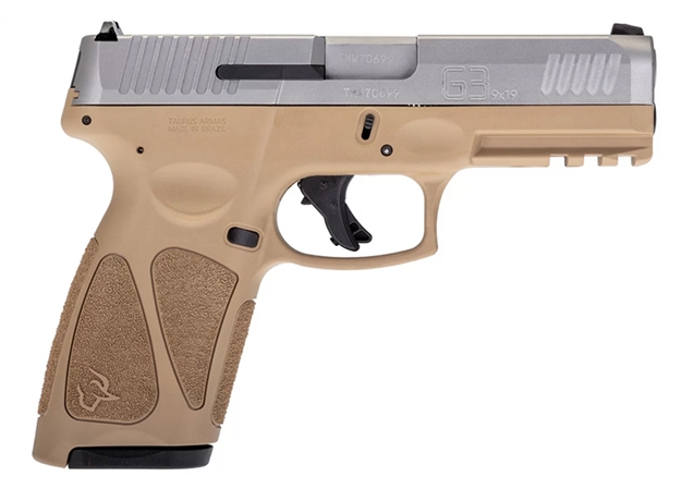 Picture of Taurus 1G3b949t G3  Full Size Frame 9Mm Luger 15+1/17+1 4" Matte Stainless Steel Barrel, Matte Serrated Stainless Steel Slide, Tan Polymer Frame W/Picatinny Rail, Tan Polymer Grip, Right Hand 1-G3B949T 725327625711