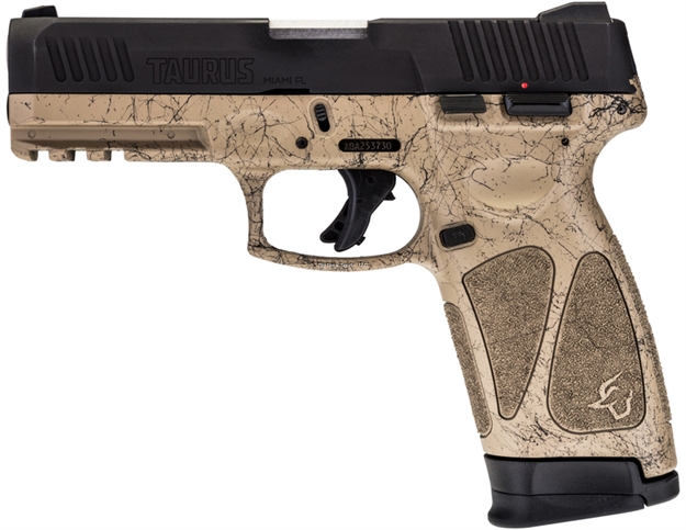 Picture of Taurus G3 Semi-Auto Pistol. 9Mm, 4" Bbl, Tan/Blk Splatter Lower, Black Slide, 2 Mags - 17 Rnd & 15 Rnd, Brs Exclusive