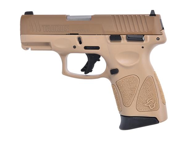 Picture of  Taurus 1G3c93etma G3c *Ma Compliant 9Mm Luger 10+1 3.26" Matte Coyote Brown Barrel, Coyote Cerakote Serrated Steel Slide, Tan Polymer Frame W/Picatinny Rail, Tan Polymer Grips