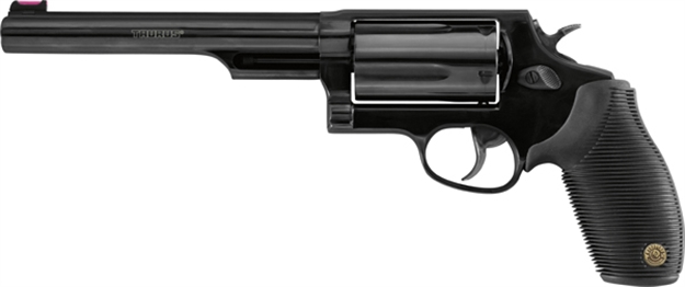 Picture of Taurus 2441061T Judge  45 Colt (Lc)/410 Bore 5Rd 6.50" Matte Black Oxide Steel Barrel, Cylinder & Frame, Black Ribber Grip, Exposed Hammer 2-441061T