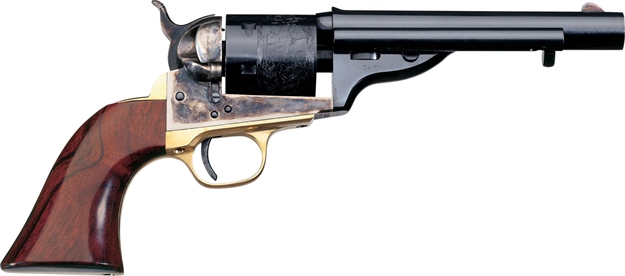 Picture of Taylors & Company 550721 1851 Open-Top 45 Colt (Lc) Caliber With 5.50" Blued Finish Barrel, 6Rd Capacity Blued Finish Cylinder, Color Case Hardened Finish Steel Frame & Walnut Navy Size Grip 0917
