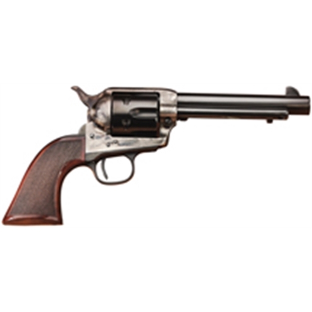 Picture of Taylors & Company 550811De Smoke Wagon Uberti 357 Mag 6 Shot 5.50" Blued Round Barrel & Cylinder, Color Case Hardened Steel Frame, Checkered Walnut Navy Grip, Exposed Hammer 4108DE 839665004746