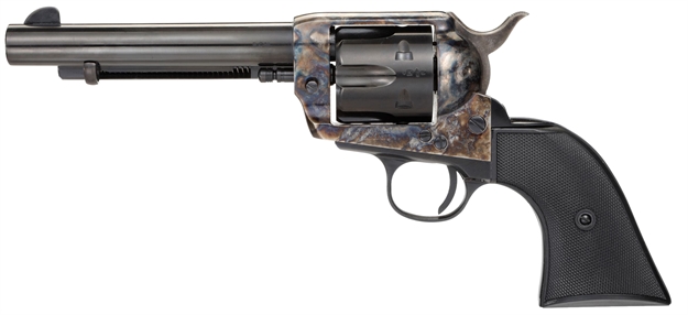 Picture of Taylors & Company 200110 1873 Pietta 9Mm Luger 6 Shot 5.50" Blued Round Barrel, Blued Cylinder, Color Case Hardened Steel Frame, Black Checkered Plastic Navy Grip, Manual Safety, Exposed Hammer RC1200110 810012512480