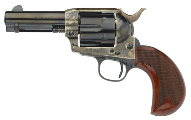 Picture of  Taylors & Company 555132 1873 Cattleman 357 Mag Caliber With 3.50" Blued Finish Barrel, 6Rd Capacity Blued Finish Cylinder, Color Case Hardened Finish Steel Frame & Checkered Birdshead Walnut Grip